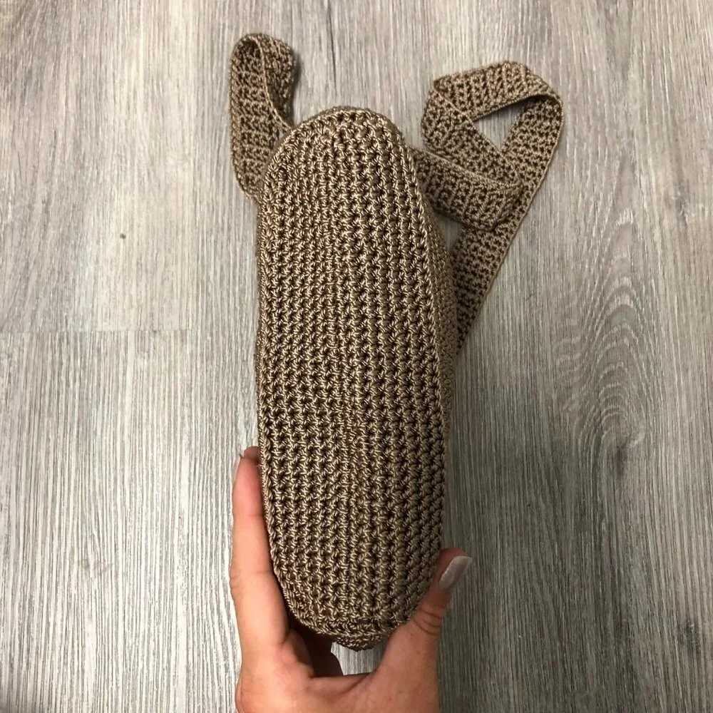 The Sak Knit Crossbody Purse Fabiana Bag Neutral Ton Taupe Tan Chunky Knit Beige